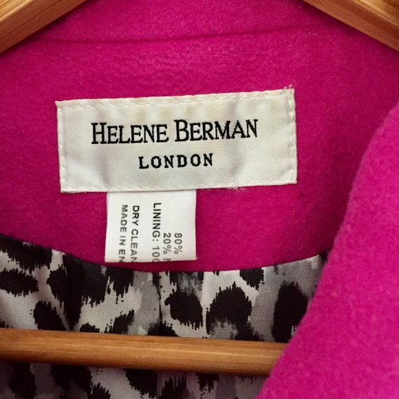 Helene Berman London Hot Pink Wool Coat Large - Picture 5 of 8